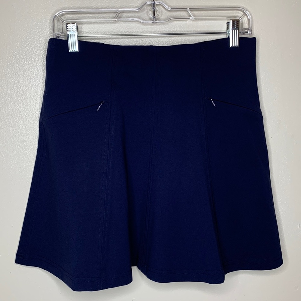 SOUTHERN TIDE Skater Skirt Navy Blue Front Zipper Pockets Spandex Blend Small